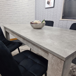 Portland Velvet 4 Seater Dining Set Stone Grey and Black - Wilko - thumbnail 3