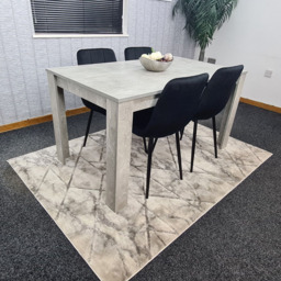 Portland Velvet 4 Seater Dining Set Stone Grey and Black - Wilko - thumbnail 4