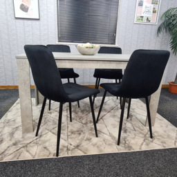 Portland Velvet 4 Seater Dining Set Stone Grey and Black - Wilko - thumbnail 7
