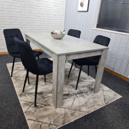 Portland Velvet 4 Seater Dining Set Stone Grey and Black - Wilko - thumbnail 5