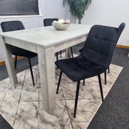 Portland Velvet 4 Seater Dining Set Stone Grey and Black - Wilko - thumbnail 6