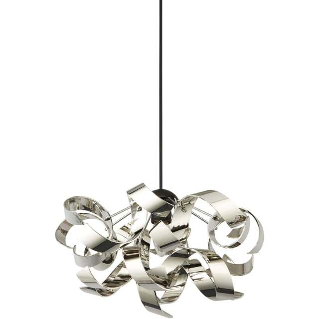 Lighting Collection Chrome Curl Easy Fit Pendant Shade - Size: 22 x 44 x 44cm - Silver - Wilko - image 1