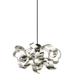 Lighting Collection Chrome Curl Easy Fit Pendant Shade - Size: 22 x 44 x 44cm - Silver - Wilko