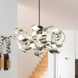 Lighting Collection Chrome Curl Easy Fit Pendant Shade - Size: 22 x 44 x 44cm - Silver - Wilko - thumbnail 3
