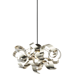 Lighting Collection Chrome Curl Easy Fit Pendant Shade - Size: 22 x 44 x 44cm - Silver - Wilko - thumbnail 4