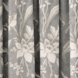 V&A Daffodil Dreams Grey Lined Blackout Pencil Pleat Curtains 229 x 137cm - Size: W 228 x D 138cm - Wilko - thumbnail 4