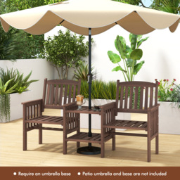 Costway 2 Seater Fir Wood Outdoor Loveseat and Side Table Set Brown - Size: 165 x 60 x 88cm - Wilko - thumbnail 4