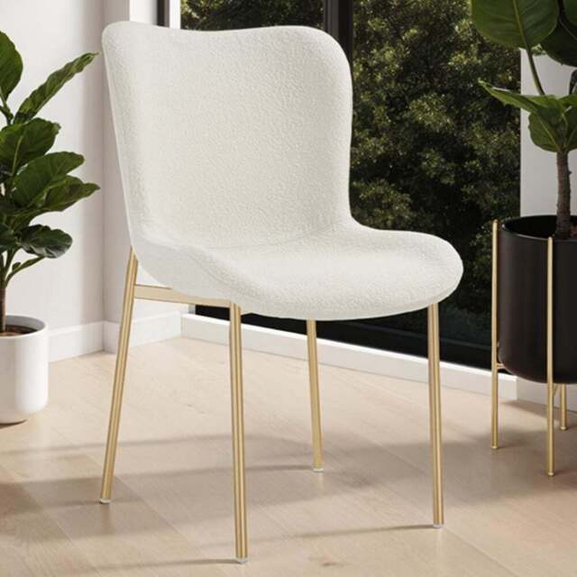 tectake Tessa White and Gold Boucle Padded Dining Chair - Size: 90 x 54 x 62cm - Wilko - image 1