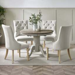 Furniturebox Fowey Kensington 4 Seater Wooden Extendable Dining Set Light Grey and Limewash Effect - Wilko - thumbnail 1