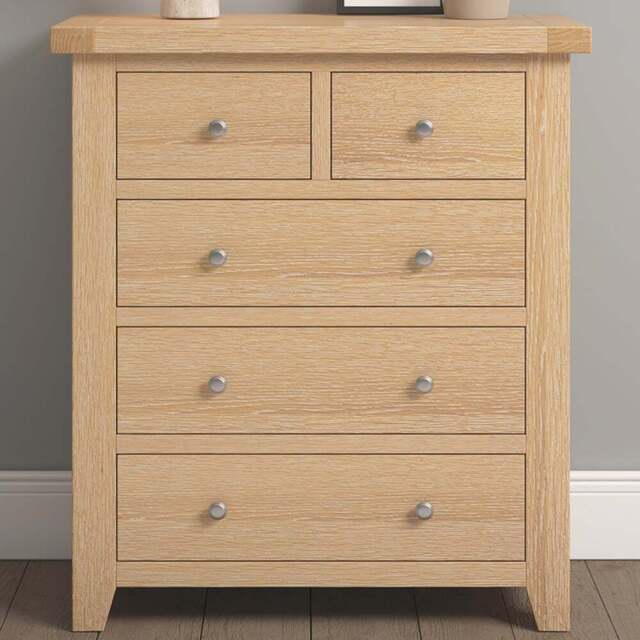 Seconique Windsor 5 Drawer Natural Oak Storage Chest - Wilko - image 1