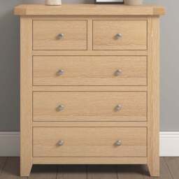 Seconique Windsor 5 Drawer Natural Oak Storage Chest - Wilko - thumbnail 1