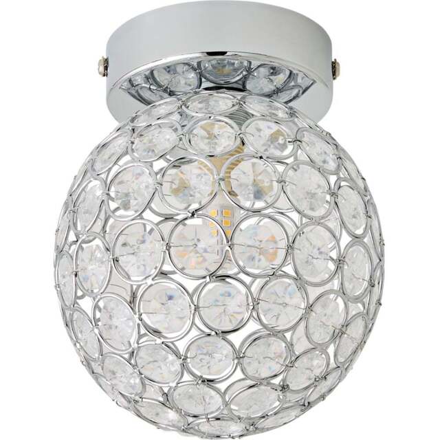 ValueLights Ella Chrome Sphere Globe Jewel LED Flush Ceiling Light - Size: 17 x 15 x 15cm - Silver - Wilko - image 1