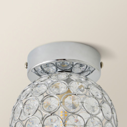 ValueLights Ella Chrome Sphere Globe Jewel LED Flush Ceiling Light - Size: 17 x 15 x 15cm - Silver - Wilko - thumbnail 5