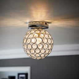 ValueLights Ella Chrome Sphere Globe Jewel LED Flush Ceiling Light - Size: 17 x 15 x 15cm - Silver - Wilko - thumbnail 3