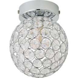 ValueLights Ella Chrome Sphere Globe Jewel LED Flush Ceiling Light - Size: 17 x 15 x 15cm - Silver - Wilko