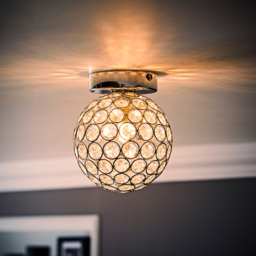 ValueLights Ella Chrome Sphere Globe Jewel LED Flush Ceiling Light - Size: 17 x 15 x 15cm - Silver - Wilko - thumbnail 7