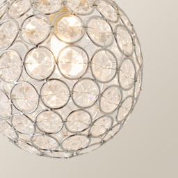 ValueLights Ella Chrome Sphere Globe Jewel LED Flush Ceiling Light - Size: 17 x 15 x 15cm - Silver - Wilko - thumbnail 4