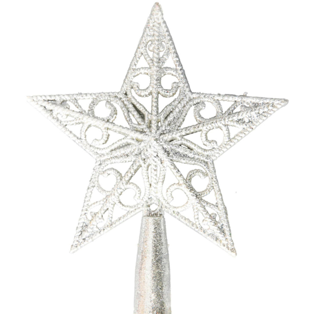 Shatchi Silver Glitter Star Tree Topper - Size: 30 x 20 x 2.5cm - Wilko - image 1
