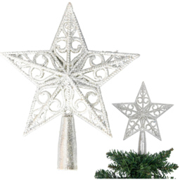 Shatchi Silver Glitter Star Tree Topper - Size: 30 x 20 x 2.5cm - Wilko - thumbnail 4