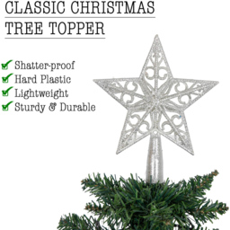 Shatchi Silver Glitter Star Tree Topper - Size: 30 x 20 x 2.5cm - Wilko - thumbnail 5