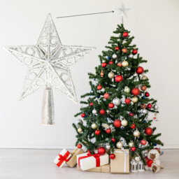 Shatchi Silver Glitter Star Tree Topper - Size: 30 x 20 x 2.5cm - Wilko - thumbnail 3