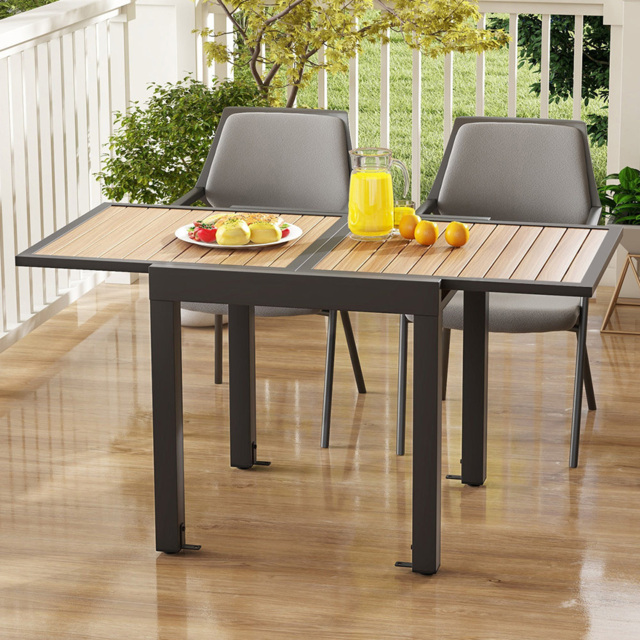 Costway 6 Seater Extendable Wood Finish Patio Dining Table Grey - Wilko - image 1
