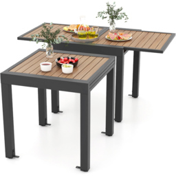 Costway 6 Seater Extendable Wood Finish Patio Dining Table Grey - Wilko - thumbnail 4
