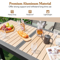 Costway 6 Seater Extendable Wood Finish Patio Dining Table Grey - Wilko - thumbnail 6