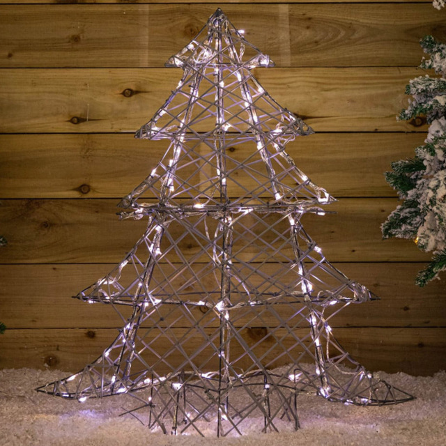 Samuel Alexander Warm and Cool White LED Light Up Grey Rattan Christmas Tree 2.9ft - Size: 2ft - Wilko - image 1