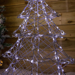 Samuel Alexander Warm and Cool White LED Light Up Grey Rattan Christmas Tree 2.9ft - Size: 2ft - Wilko - thumbnail 7