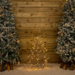 Samuel Alexander Warm and Cool White LED Light Up Grey Rattan Christmas Tree 2.9ft - Size: 2ft - Wilko - thumbnail 4