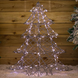 Samuel Alexander Warm and Cool White LED Light Up Grey Rattan Christmas Tree 2.9ft - Size: 2ft - Wilko - thumbnail 1