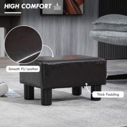 HOMCOM Small Black Faux Leather Footstool - Size: 17 x 32 x 42cm - Brown - Wilko - thumbnail 7