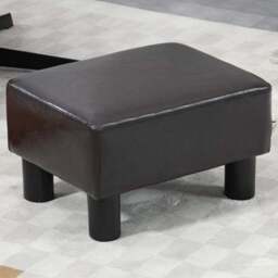 HOMCOM Small Black Faux Leather Footstool - Size: 17 x 32 x 42cm - Brown - Wilko