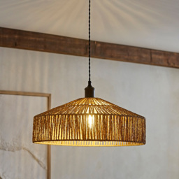 ValueLights Elcano Woven Rope Ceiling Pendant Light Shade - Size: 20 x 50 x 20cm - Brown - Wilko - thumbnail 3