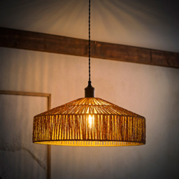 ValueLights Elcano Woven Rope Ceiling Pendant Light Shade - Size: 20 x 50 x 20cm - Brown - Wilko - thumbnail 6