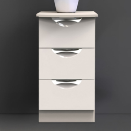 Crowndale Camden 3 Drawer Kashmir Gloss Bedside Table - Cream - Wilko