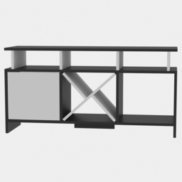 Decorotika Aurburn Single Door 8 Shelf Anthracite and White TV Unit - Size: 60.6 x 120 x 29.6cm - Multi - Wilko - thumbnail 3
