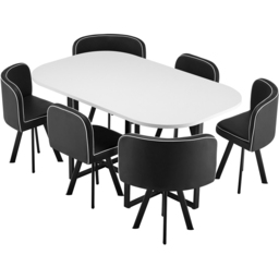 Comfy Living 6 Seater Dining Set White and Black - Wilko - thumbnail 3