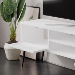 FWStyle Naive 2 Door 2 Shelf White Wide TV Unit - Size: 51 x 143 x 36cm - Wilko - thumbnail 6