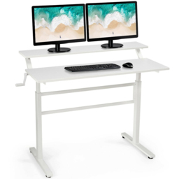 Costway 2 Tier Height Adjustable Standing Desk White - Size: 132.1 x 76.2 x 10.16cm - Wilko - thumbnail 4