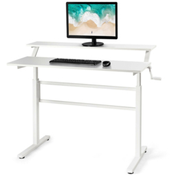 Costway 2 Tier Height Adjustable Standing Desk White - Size: 132.1 x 76.2 x 10.16cm - Wilko - thumbnail 5