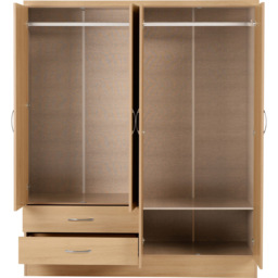Seconique Nevada 4 Door 2 Drawer Sonoma Oak Mirror Wardrobe - Size: 4 Door, 2 Drawer - Brown - Wilko - thumbnail 4