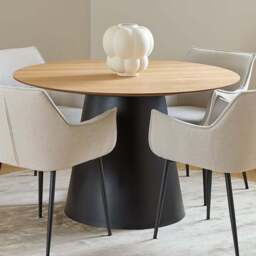 Florence Soli Round Black and Oak High Coffee Table - Size: 75 x 120 x 120cm - Multi - Furniture To Go - Wilko