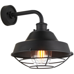 Merano Brindisi Matt Black Clear Glass Textured Outdoor Dome Wall Lamp - Size: 34 x 28 x 31cm - Wilko - thumbnail 4