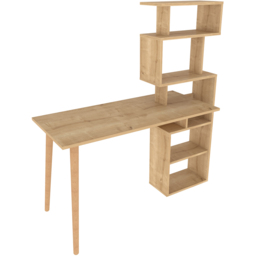 Decorotika Vina 7 Shelf Computer Desk with Bookcase Oak - Size: 146.6 x 138.6 x 55cm - Yellow - Wilko - thumbnail 3