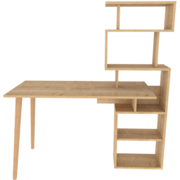 Decorotika Vina 7 Shelf Computer Desk with Bookcase Oak - Size: 146.6 x 138.6 x 55cm - Yellow - Wilko - thumbnail 4