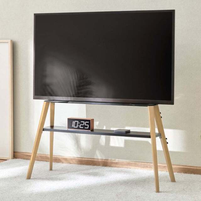 TTAP Roma Single Shelf Light Wood Easel TV Stand - Size: 125.8 x 99.1 x 37cm - Brown - Wilko - image 1