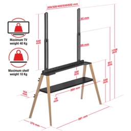 TTAP Roma Single Shelf Light Wood Easel TV Stand - Size: 125.8 x 99.1 x 37cm - Brown - Wilko - thumbnail 6