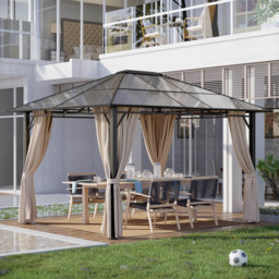 Outsunny 3.6 x 3m Brown Steel Frame Hardtop Gazebo - Size: 3 x 4m - Wilko - thumbnail 1
